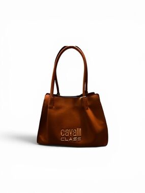 Cavalli Class Tan Leather Shoulder Tote